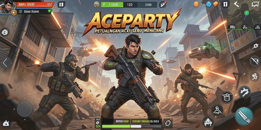 Tangkapan layar gameplay ACEPARTY yang menampilkan aksi pertarungan yang mendebarkan.