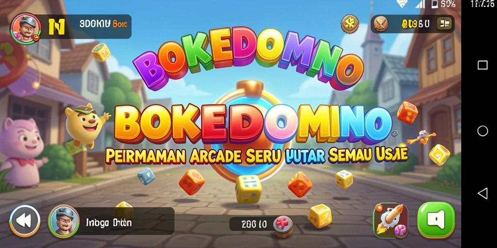 Tampilan gameplay menegangkan BOKEDOMINO yang seru dan berwarna.