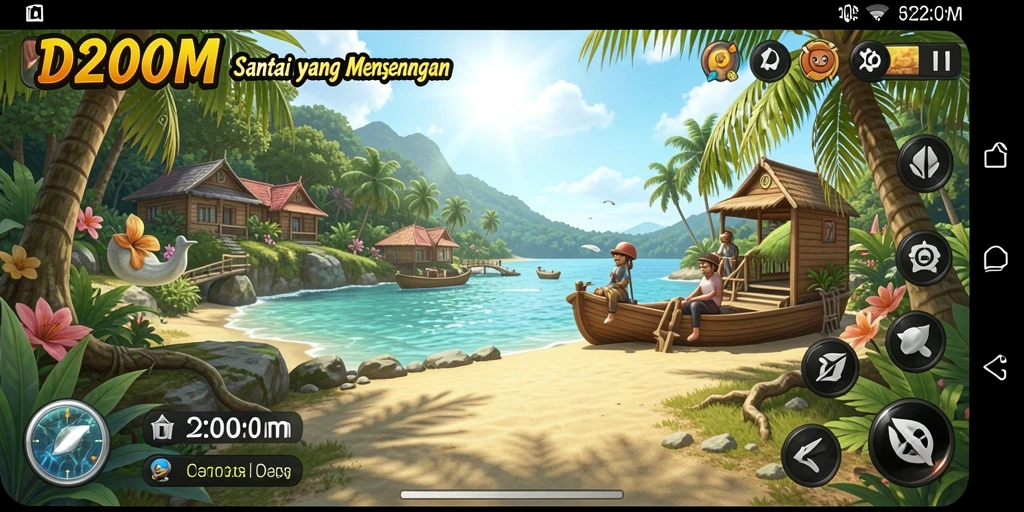 Tampilan gameplay D200M yang penuh warna dan menarik.