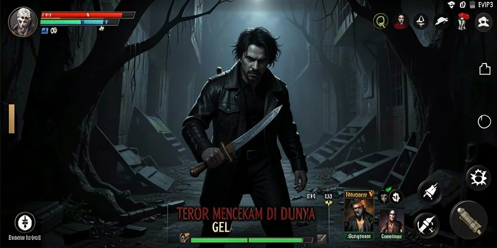 Screenshot gameplay EVIP3 menampilkan suasana menyeramkan dan mencekam.