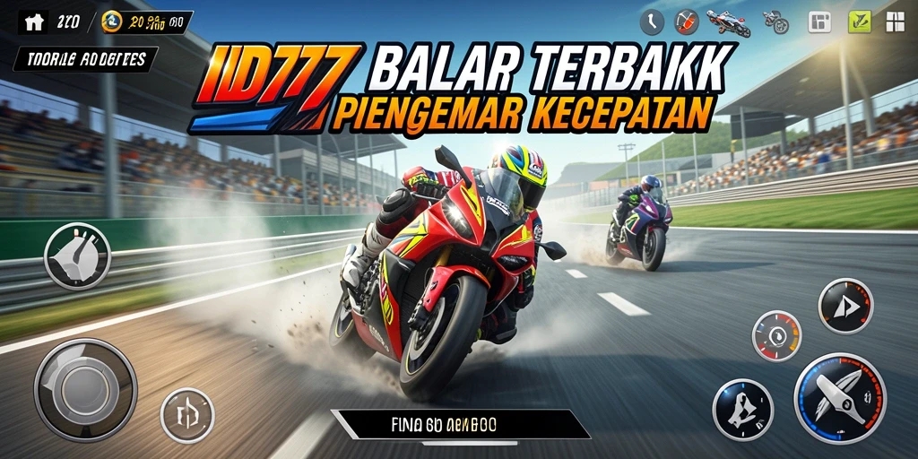 Screenshot gameplay ID777 menampilkan aksi balap motor yang mendebarkan.