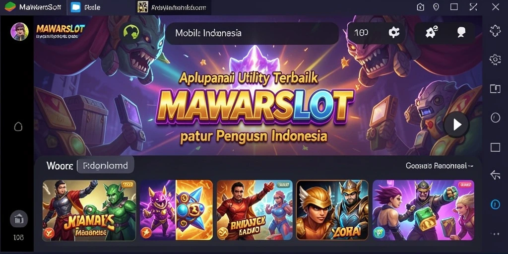 Tampilan utama aplikasi MAWARSLOT dengan berbagai fitur Utility.