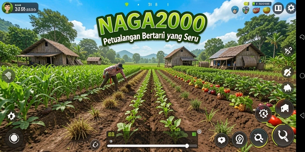 Tampilan gameplay seru di NAGA2000 dengan berbagai aktivitas bertani.