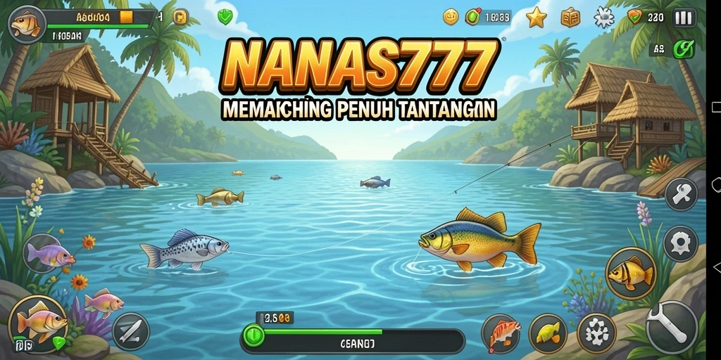 Screenshot NANAS777 menampilkan pemain yang asyik memancing di danau yang indah.