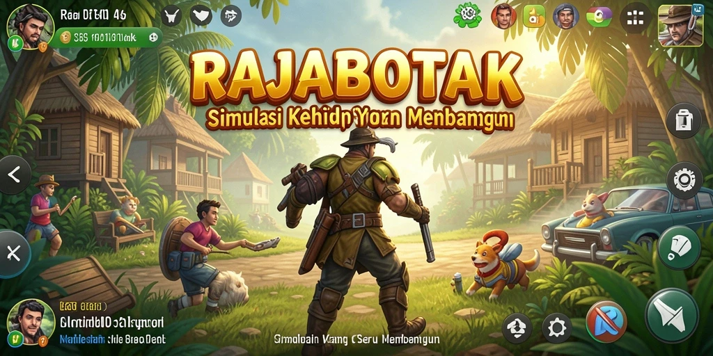 Tampilan utama gameplay RAJABOTAK dengan karakter yang sedang beraktivitas.