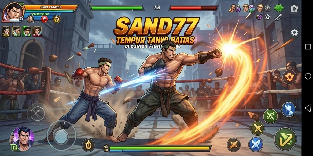 Tampilan gameplay <strong>SAND77</strong> yang seru dalam pertarungan yang intens.