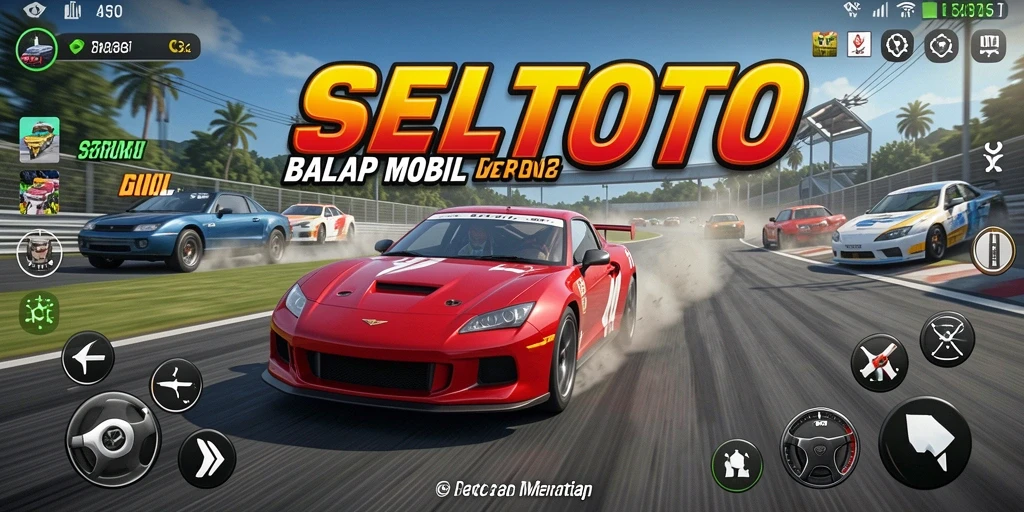 Tampilan gameplay balap seru di SELTOTO dengan mobil melaju kencang.