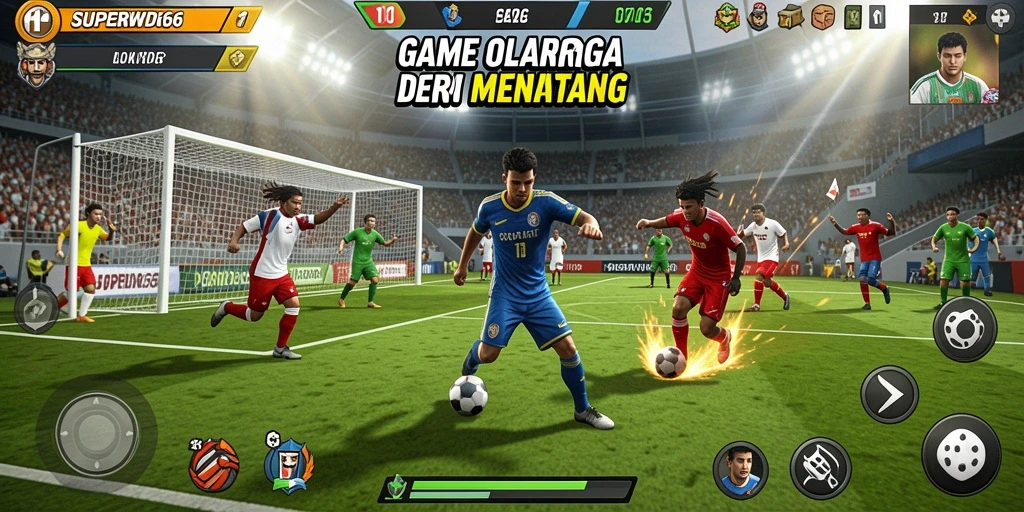 Tampilan gameplay <strong>SUPERWD666</strong> saat pertandingan olahraga yang seru.