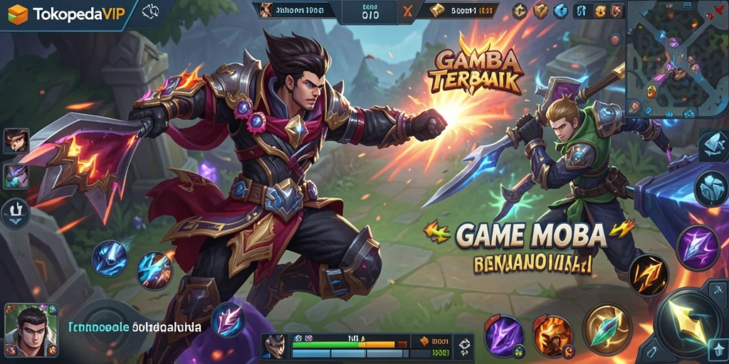 Screenshot gameplay TOKOPEDIAVIP yang penuh aksi di arena MOBA.